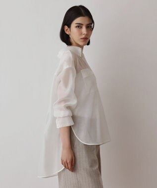 GRACE CONTINENTAL マットシアーシャツ ホワイト