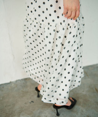 GRACE CONTINENTAL シアードットプリントスカート ホワイト