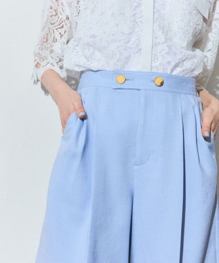 GRACE CONTINENTAL リネンタッチハーフパンツ サックス