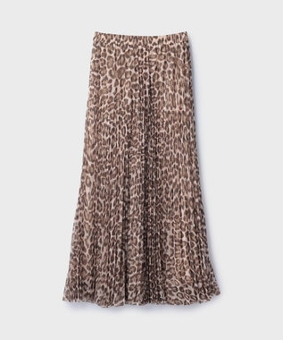 GRACE CONTINENTAL ヒョウ柄ロングプリーツスカート ベージュ