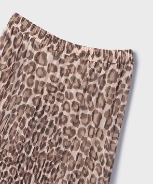 GRACE CONTINENTAL ヒョウ柄ロングプリーツスカート ベージュ