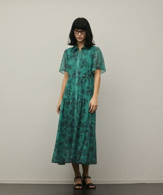 GRACE CONTINENTAL フラワープリントシャツフレアワンピース