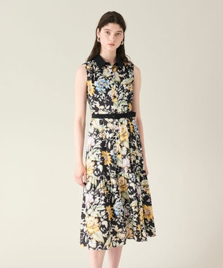 GRACE CONTINENTAL ボタニカルプリントワンピース ブラック