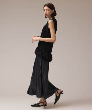 GRACE CONTINENTAL サテンバイアススカート ネイビー