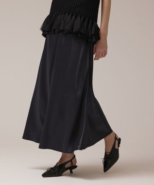 GRACE CONTINENTAL サテンバイアススカート ネイビー