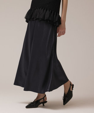 GRACE CONTINENTAL サテンバイアススカート ネイビー