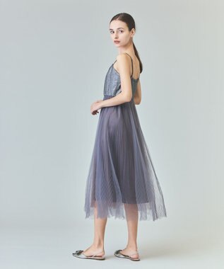GRACE CONTINENTAL チュールプリーツコンビワンピース グレー