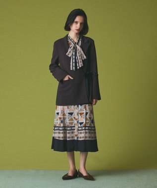 GRACE CONTINENTAL サテンボウ付テーラードジャケット ブラウン