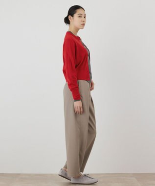 GRACE CONTINENTAL バイカラーウールニットカーディガン レッド