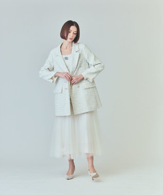 GRACE CONTINENTAL ツイードテーラードコート ホワイト