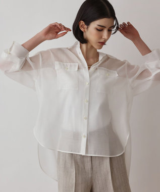 GRACE CONTINENTAL マットシアーシャツ ホワイト