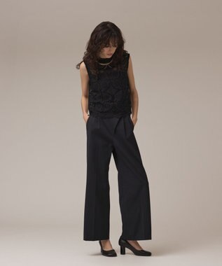 GRACE CONTINENTAL サークルレースノースリーブトップ ブラック