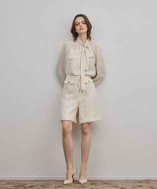 GRACE CONTINENTAL ストライプボウブラウス ベージュ