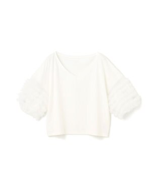 GRACE CONTINENTAL チュールフリルスリーブトップ ホワイト