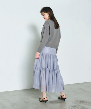 GRACE CONTINENTAL チュールティアードスカート グレー
