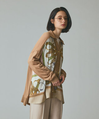 GRACE CONTINENTAL スカーフコンビカーディガン キャメル