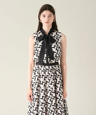 GRACE CONTINENTAL リボンプリントノースリーブトップ キナリ