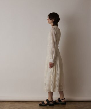 GRACE CONTINENTAL メッシュレースカフタンワンピース ホワイト
