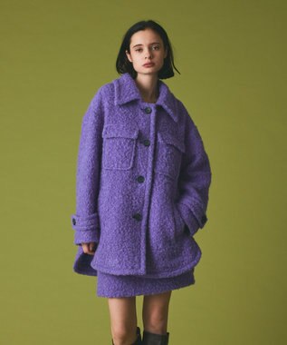 GRACE CONTINENTAL リングウールショートコート パープル