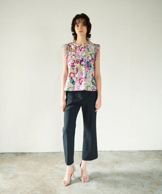 GRACE CONTINENTAL フラワーガーデンプリントトップ ピンク