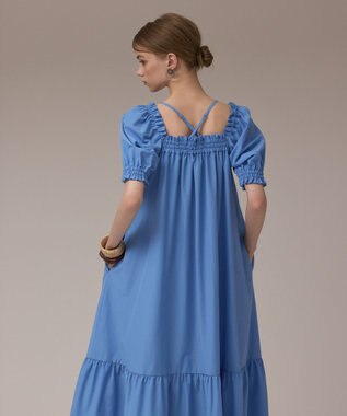 GRACE CONTINENTAL ギャザーロングワンピース ブルー