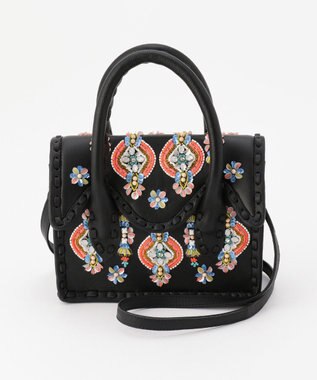 新品 ハート フリンジ刺繍バッグ ブラック ホワイト グレース