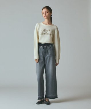 GRACE CONTINENTAL コンビデニムイージーパンツ グレー