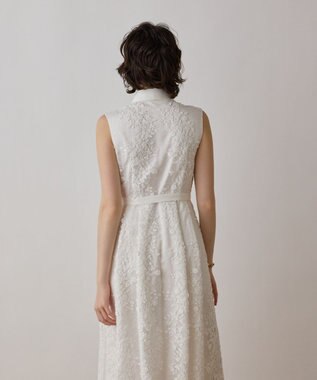 GRACE CONTINENTAL フラワーライン刺繍ワンピース ホワイト