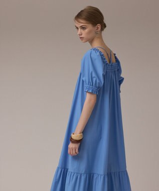 GRACE CONTINENTAL ギャザーロングワンピース ブルー