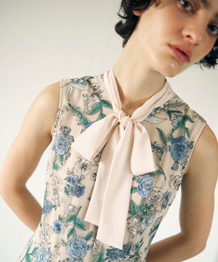 GRACE CONTINENTAL フラワーマーメイドドレス ベージュ