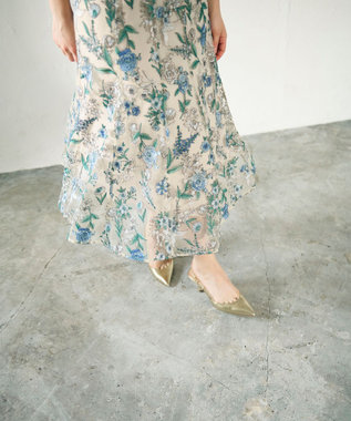 GRACE CONTINENTAL フラワーマーメイドドレス ベージュ