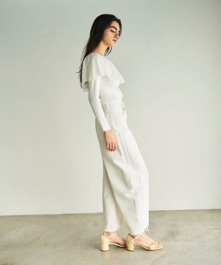 GRACE CONTINENTAL カットワークリブニットトップ ホワイト