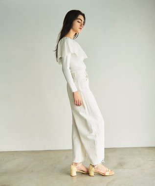 GRACE CONTINENTAL カットワークリブニットトップ ホワイト