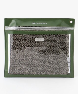 GRACE CONTINENTAL Fabricフラットポーチ-AW ゴールド