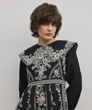 GRACE CONTINENTAL パターン刺繍ワンピース ブラック