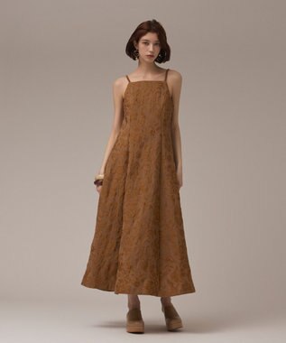 GRACE CONTINENTAL リーフジャガードキャミワンピース キャメル