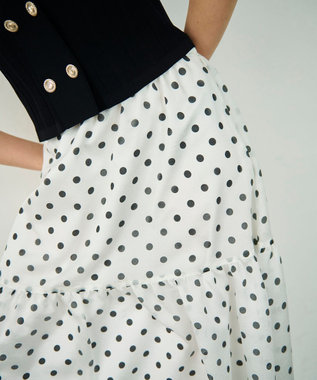 GRACE CONTINENTAL シアードットプリントスカート ホワイト
