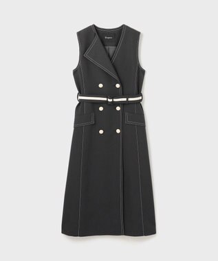 GRACE CONTINENTAL アシンメトリーカラーワンピース チャコール