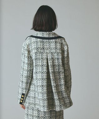 GRACE CONTINENTAL トリミングツイードショートコート ホワイト