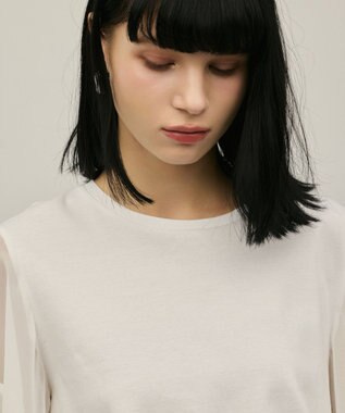 GRACE CONTINENTAL シフォンスリーブカットトップ ホワイト