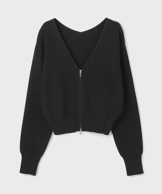 GRACE CONTINENTAL ハイゲージ畦ニットカーディガン ブラック