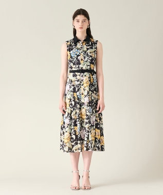 GRACE CONTINENTAL ボタニカルプリントワンピース ブラック