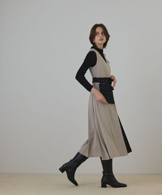 GRACE CONTINENTAL プリーツジャンパースカート ベージュ