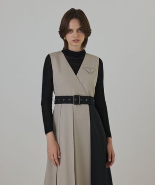 GRACE CONTINENTAL プリーツジャンパースカート ベージュ