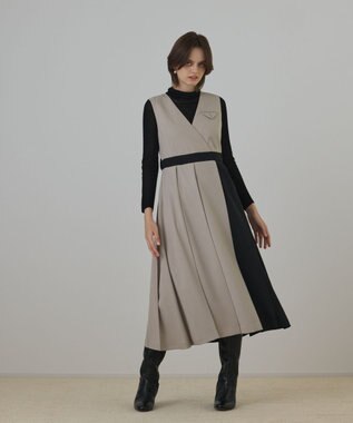 GRACE CONTINENTAL プリーツジャンパースカート ベージュ