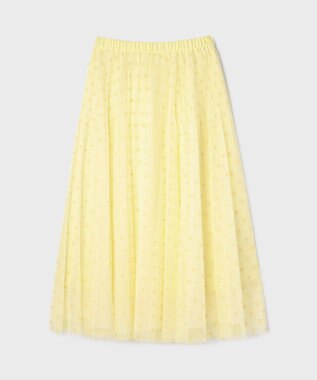GRACE CONTINENTAL フロッキードットプリーツスカート イエロー
