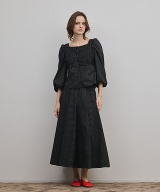 ラメドットタフタジャガードスカート