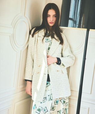 GRACE CONTINENTAL ツイードテーラードコート ホワイト