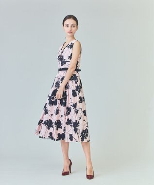 GRACE CONTINENTAL バイカラーボタニカルドレス ピンク