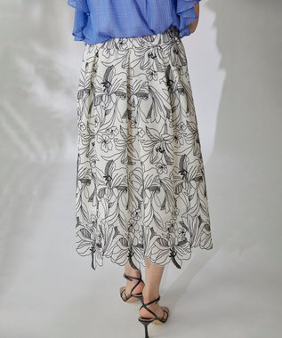COCODEAL フラワー刺繍ギャザーロングスカート